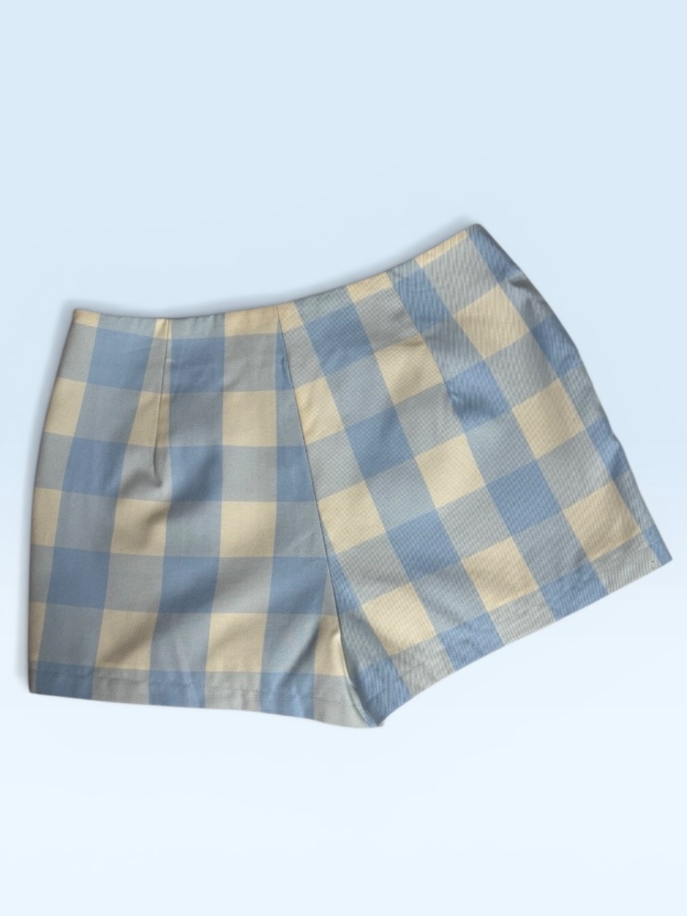 New Avec Les Filles Gingham Blue and White Shorts Size 8 - Picture 4 of 6